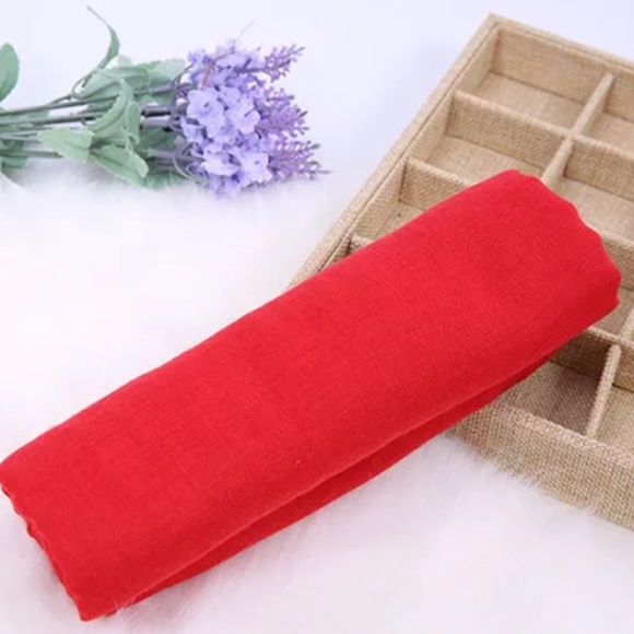 Red Cotton Scarf - Picture 2 of 4
